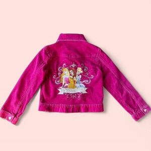Vintage glitter Pink Disney Princess corduroy jacket with embroidery Size 7/8 M
